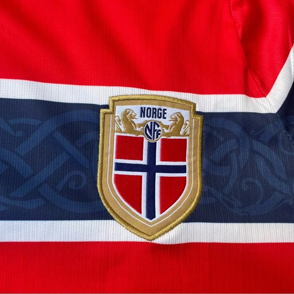Nike Norway Red Soccer Jersey with Navy Cross